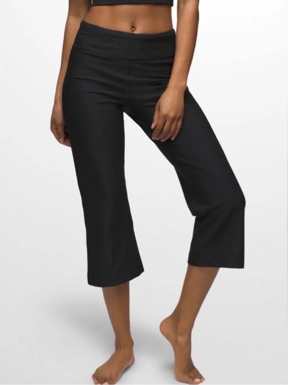 prAna Black Activewear Jara Capri Athliesure Lounge Yoga Crop Wide leg Pants